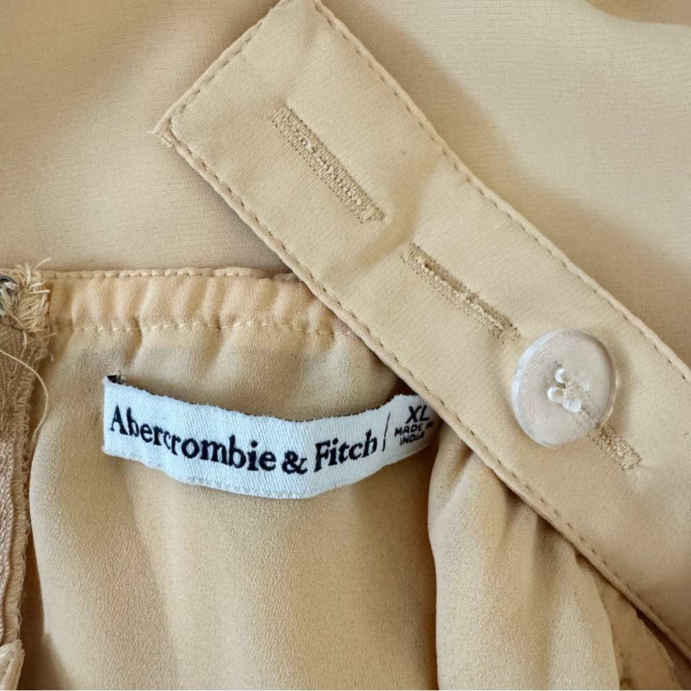 Abercrombie & Fitch Tan Cream Cinched Neck Slip Midi Dress Size XL Vacation - Picture 9 of 10